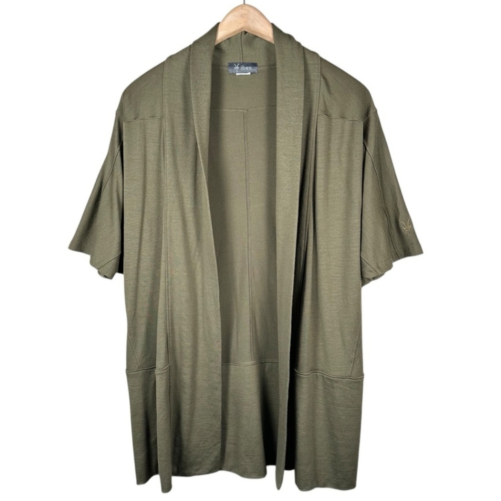 Ibex Merino Wool Cardigan in Olive